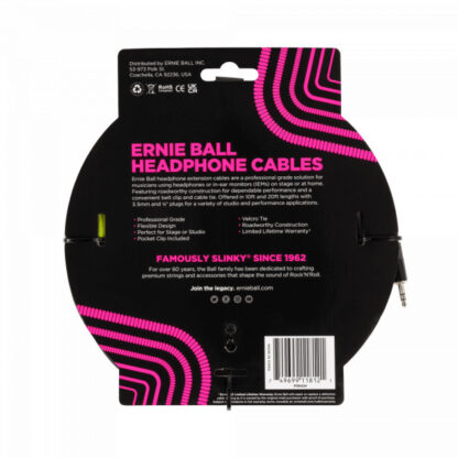 ERNIE BALL 6424 HEADPHONE EXTENSION CABLE 3,5 - 3,5mm  3m Blk avdio kabel - Image 2